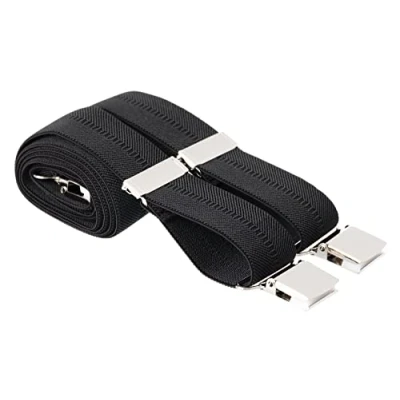 Image of MANDITTIONS XXL Black Trouser Braces 35mm Wide 4 Heavy Duty Strong Silver Clips 2XL 52 Inch