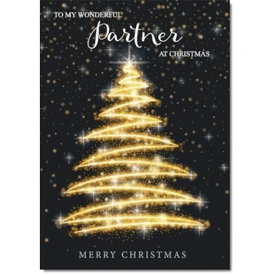 Image of doodlecards Partner Christmas Card Black and Gold Abstract Tree Large A4 Size for with Plain Envelope