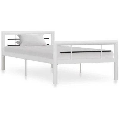 Image of vidaXL Bed Frame White and Black Metal 90x200 cm