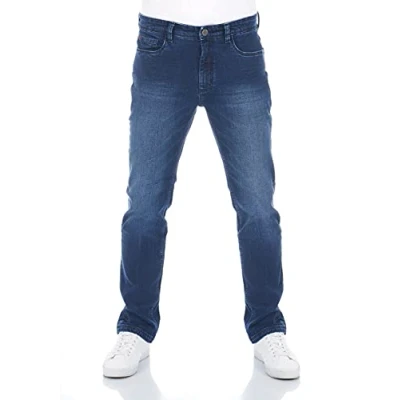 Image of riverso RIVChris Men&#039;s Straight Fit Jeans Cotton Denim Stretch Black Blue Grey W29 W30 W31 W32 W33 W34 W36 W38, (G121), 32 W/34 L
