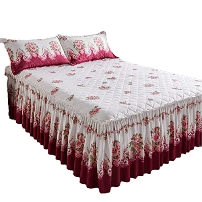 Image of Easylife Rose Garden Double Bedspread with Gathered Valance, Cosy Polyester Filling, Floral Bedspread, Quilted Light Machine Washable, Measures 137 x 190 52cm Fully