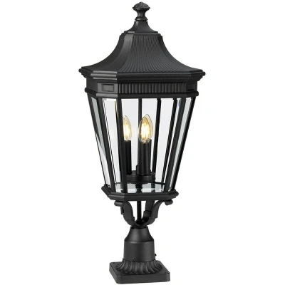Image of Cotswold Lane 3 Light Large Outdoor Pedestal Black IP44, E14