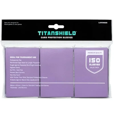 Image of TitanShield Premium Lavender 150 Sleeves Standard Size Board Game Trading Card Deck Protector for Magic The Gathering MTG, Baseball Collection, Dropmix