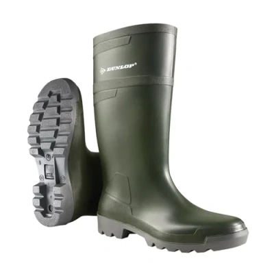 Image of DUNLOP Hobby Retail Unisex Knee High Comfortable Waterproof Rain Boots, Dark Green, Chemical Resistant PVC Wellies for Outdoor, Gardening and Farm Work EU40, UK6.5