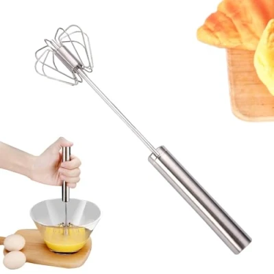 Image of Whizzy Whisk, Stainless Steel Semi Automatic Egg Beater Hand Push Rotary Whisk Blender, Mixer Stirrer for Blending, Whisking, Beating &amp; Stirring (10 in)