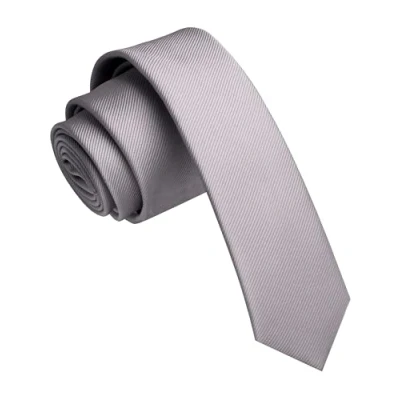 Image of JEMYGINS 1.58&quot; Grey Tie Silk Skinny Ties for Men Slim Necktie(4cm)