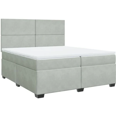 Image of vidaXL Box Spring Bed with Mattress Light Grey 200x200 cm Velvet