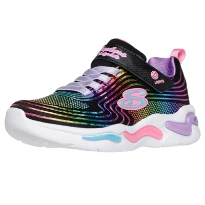 Image of Skechers Unisex Kids Wavy Beams Trainers, Black, 9.5 UK