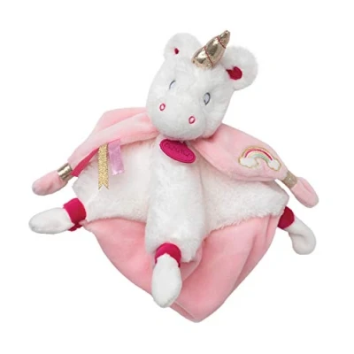Image of Baby Nat&#039; Unicorn Soft Stardust Cuddly Toy Pink and White Rainbow Embroidery Gift Idea for Birth Easy to Grip Comforter Very Cuddle BN0322