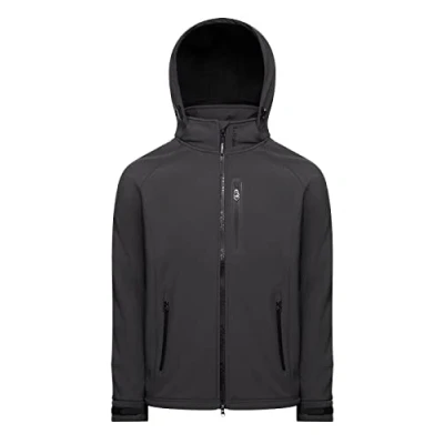 Image of LeMieux Mens Elite Soft Shell Jacket in Anthracite 2 Way Zip Lightweight Detachable Hood Adjustable Cuffs Small