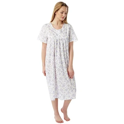 Image of Undercover Poly Cotton Short Sleeve Nightie MN11 LILAC SPRIG 8 10
