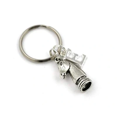 Image of SILVER Knight Chess Piece Key Ring, Personalized Horse Keyring, Initial Keychain, Gift Bag