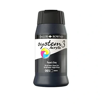 Image of Daler Rowney System3 Acrylic Paint, Plastic Pot, 16.91oz 500 ml, Payne&#039;s Grey