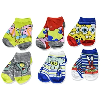 Image of Nickelodeon Boys&#039; Spongebob Squarepants Show Socks Casual, Blue, Medium