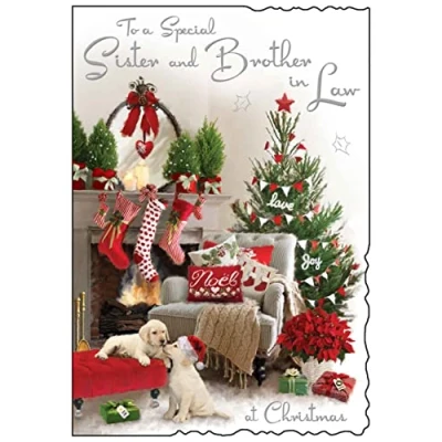 Image of Jonny Javelin Special Sister And Brother In Law At Christmas Time Card Fireplace