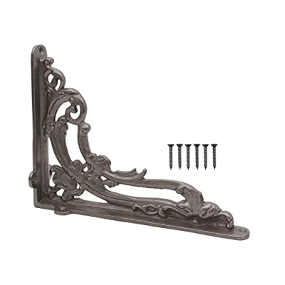 Image of Cast Iron Brackets Edwardian Vintage Style Mounted Supports for Shelving Period