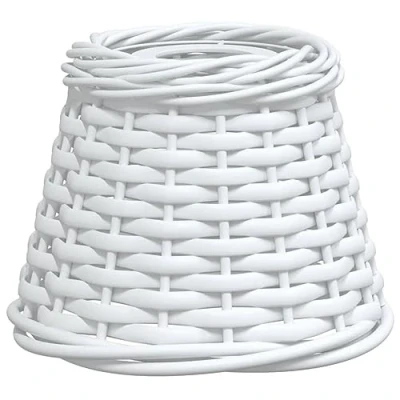 Image of vidaXL Handcrafted White Ceiling Lamp Shade, Natural Wicker Design, Painted Iron Holder, Ideal for Diverse Rooms, E27 Bulb Compatible