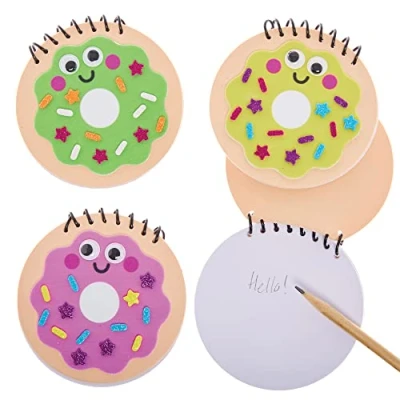 Image of Baker Ross FX701 Doughnut Mini Notebook Kits Pack of 5, Foam Arts and Crafts for Kids, Blue,Green,Pink,Purple,White