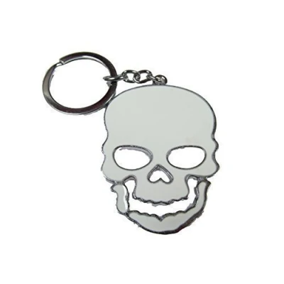 Image of Fat catz copy Large Scary Enamel skull unisex keyring handbag charm gift idea 3 colours (white keyring)