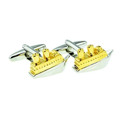 Image of Two Tone Cruise Ship Cufflinks Presented in a Box
