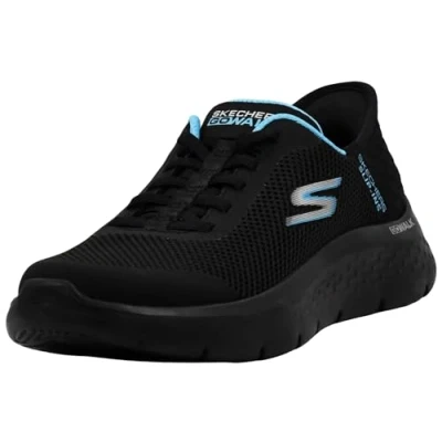 Image of Skechers Women&#039;s Go Walk Flex Hands Free Slip ins Grand Entry, Black/Aqua, 10