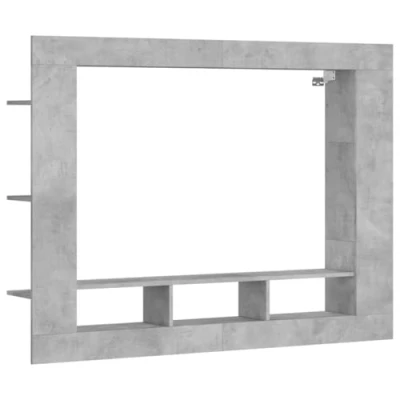 Image of vidaXL Modern Wall Mounted TV Cabinet Spacious Storage Unit with Side Shelves, Engineered Wood in Concrete Grey Colour 152 x 22 113 cm