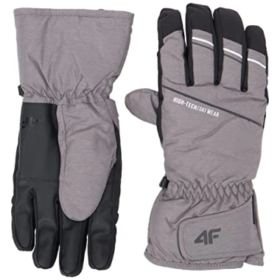Image of 4F Men&#039;s SKI Gloves REM002 Jeans, Grey Melange, L