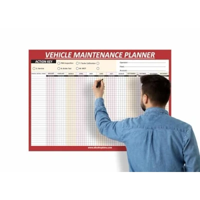 Image of Vehicle Maintenance Wall Planner A1 Size HGV PSV MOT Planning Un Dated Service Inspection Chart 59.5 x 84.1Cm(1Pc)(Folded)