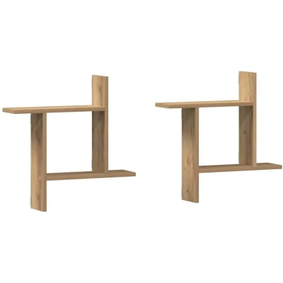 Image of vidaXL Wall Shelves 2 pcs Artisian Oak 50x12x50 cm Engineered Wood