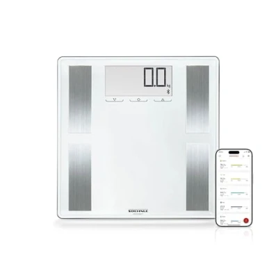 Image of Soehnle Shape Sense Connect 100 with Bluetooth® Digital BMI Scales, Premium Body Fat Scales for Weight and daily calorie requirements, Auto 8 Users, Grey, to 180 kg,