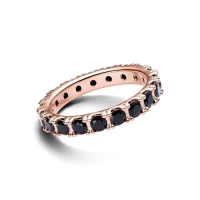 Image of Pandora Timeless 14k Rose gold plated ring with black cystal, 58