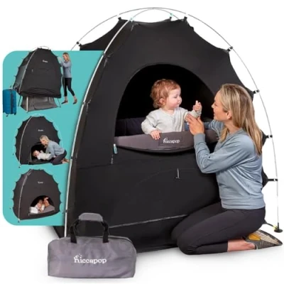 Image of Hiccapop Blackout Tent for Pack and Play, Baby Sleep Pod, Crib Tent, Canopy Cover, Pod Kids with Monitor, Play