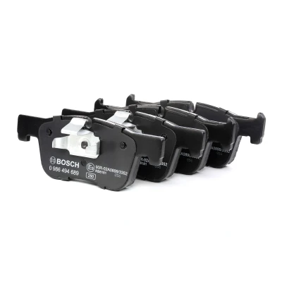 Image of BP1684, E990R02A08993352 Brake pad set BOSCH 0 986 494 689 Low Metallic with piston clip, anti squeak plate BMW: 3 Saloon, 1 Hatchback