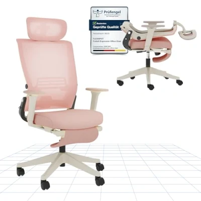 Image of FLEXISPOT Ergonomic Office Chair with Foldable Backrest, For Small Spaces Adjustable Lumbar Support, Armrest and Headrest, Mesh Desk Footrest Home Black