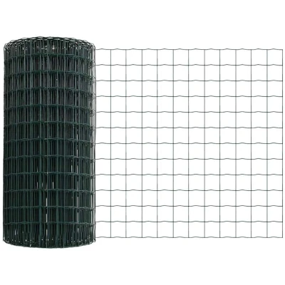 Image of vidaXL Euro Fence with 11 U Posts Green 0,4x25 m Steel