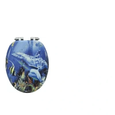 Image of Universal Adjustable Fit Oval MDF Toilet Seat┃Bathroom Wooden WC SEAT + Quick Release (Tropical Fish Novelty)