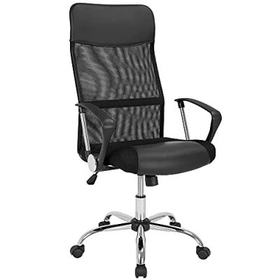 Image of CASARIA® Ergonomic Mesh Office Chair High Back Breathable Padded Rocker Seat Adjustable Height 110KG Weight Capacity Home Work Swivel Sleek Black Design
