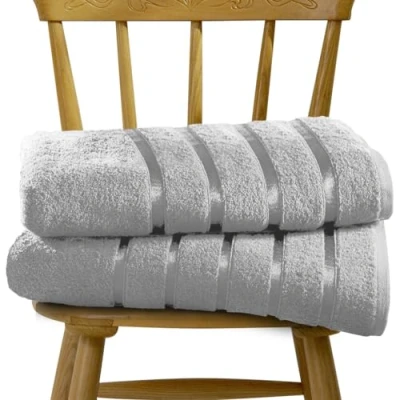 Image of GC GAVENO CAVAILIA 2 Pk Bath Sheets 80x140 Cm Egyptian Cotton Towels Set Quick Dry Highly Absorbent Bathroom Towel 450 GSM Silver Large