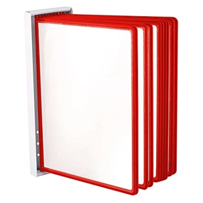 Image of LEVIATAN Wall Display Board System Lectern Document Organiser Consultation and Presentation Documents Plastic Case for Papers Includes 10 Panels Size: A4 Colour: Red
