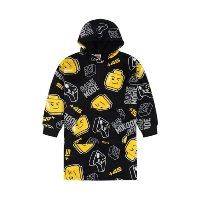 Image of LEGO Boys Gaming Mode Fully Lined Luxury Fleece Hoodie, Oversized Blanket Hoody For Kids (8 13 Years) Black