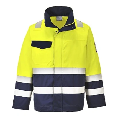 Image of Portwest Hi Vis Modaflame Jacket, Color: Yellow/Navy, Size: XXXL, MV25YNRXXXL