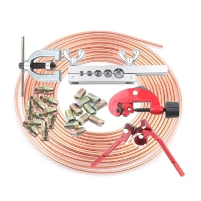 Image of YORKING Brake Pipe Repair Kit 3/16&quot; Flaring Tool 25FT Car Line 10mm Replacement Cutter Bender for Original Braking System