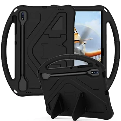Image of Tablet Case For Samsung Galaxy Tab S7+/S7 Plus/S7 FE SM T970/T975/T976/T978/T730/T733/T735/T736/T738 Kids Friendly Lightweight Shockproof Cover with Handle Stand Black
