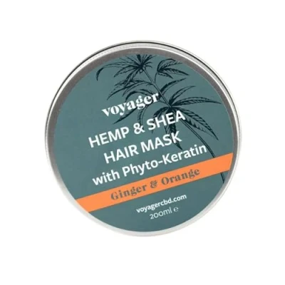 Image of Voyager Hemp &amp; Shea Hair Mask with Phyto Keratin, Ginger and Orange Oils, Invigorating Scent Moisturise Nourish Dry, Damaged Locks For Smooth Shiny 200ml
