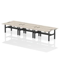 Image of Air B2B 1600x800mm Height Adjustable 6P Bench Desk CP Grey Oak/Black