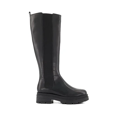 Image of Dune London Womens Ladies Tammie Chunky Knee High Boots Black Leather Size UK 5