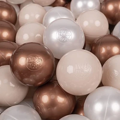 Image of KiddyMoon Soft Plastic Play Balls 100 Balls/7Cm 2.75In Multi Colour Made In EU, Pastel Beige/Copper/Pearl