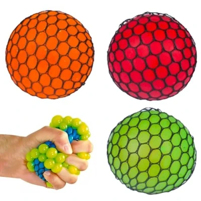 Image of 4pk Mesh Squeeze Ball Sensory Stress Ball, Squishy Fidget Toy, Anxiety Relief, for Hand Therapy