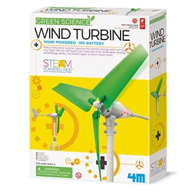 Image of 4M HCM68563 Wind Turbine Craft Set with 49 cm Windmill, Experience &amp; Learn Renewable Energy, Green, 24 x 22 6