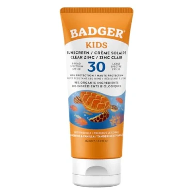 Image of Badger Mineral Sunscreen for Kids SPF 30 Zinc Sun Cream Organic &amp; Gluten Free Protects from UV Rays (87ml)